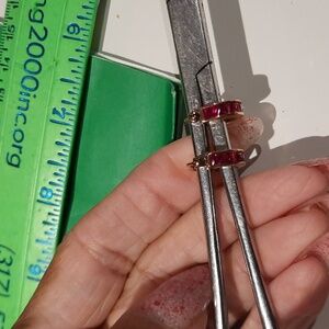 AUTHENTIC SOLID 18K ROSE 🌹 GOLD OVER STERLING SILVER TECHNIBOND RUBY EARRINGS